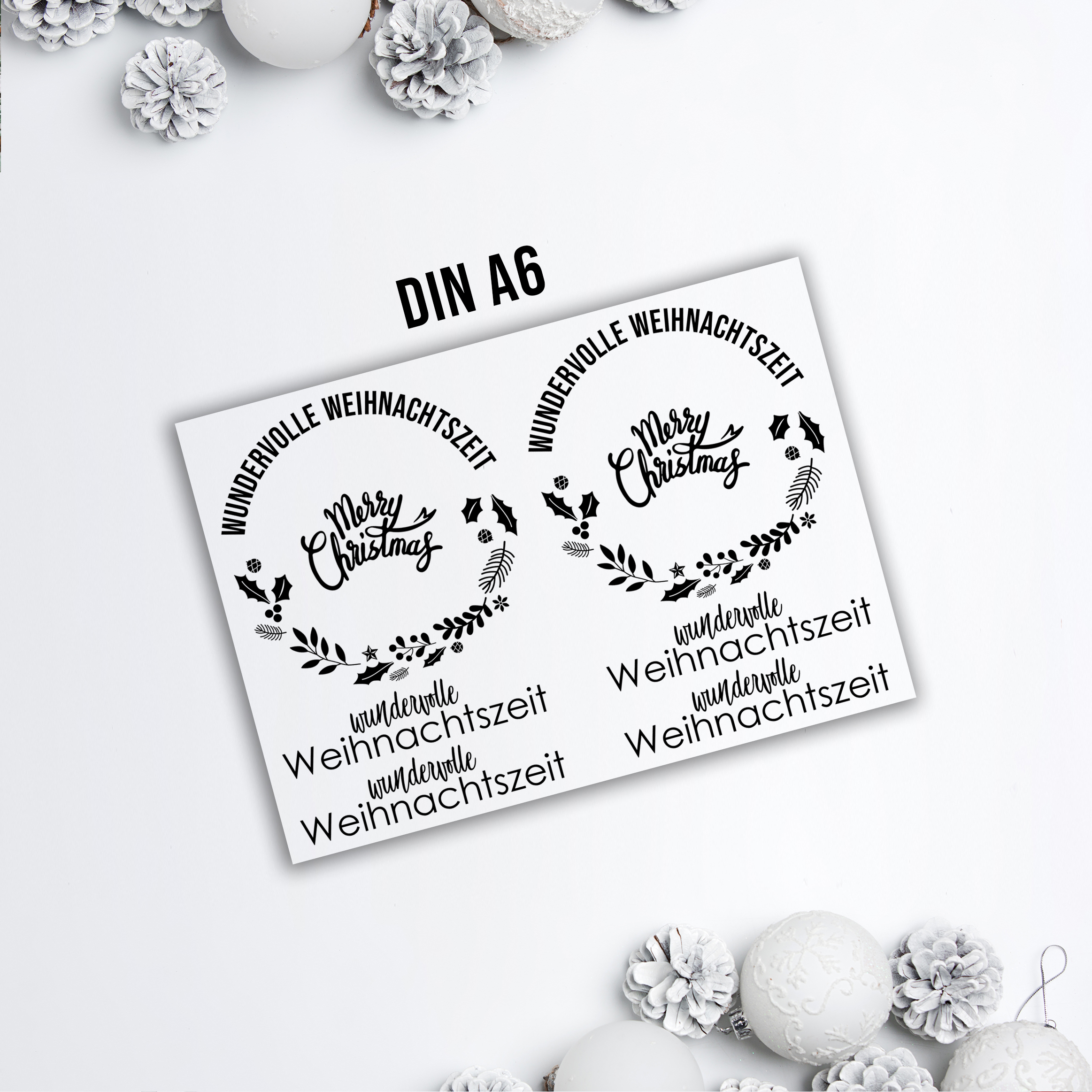 randlose Rub-on Sticker M141 Weihnachten Merry Christmas