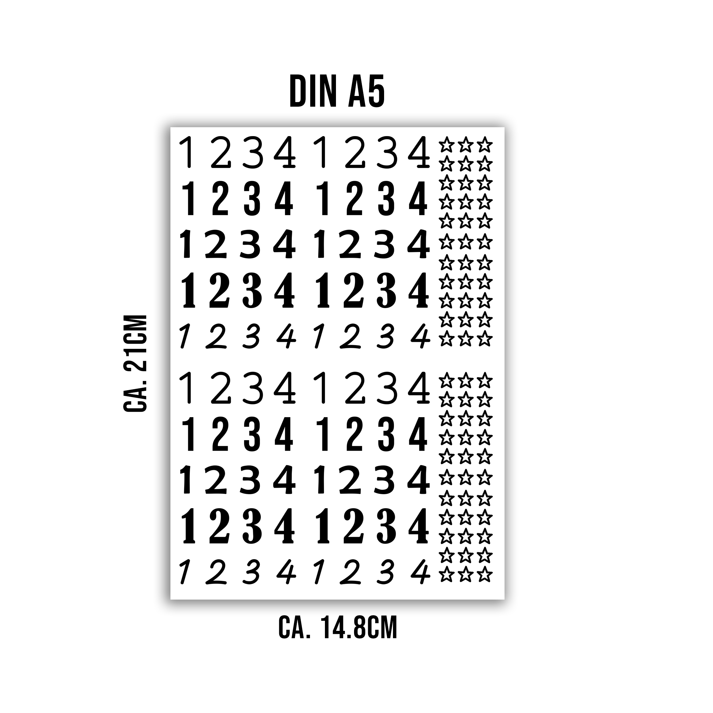 randlose Rub-on Sticker M135 Zahlen für Adventkranz