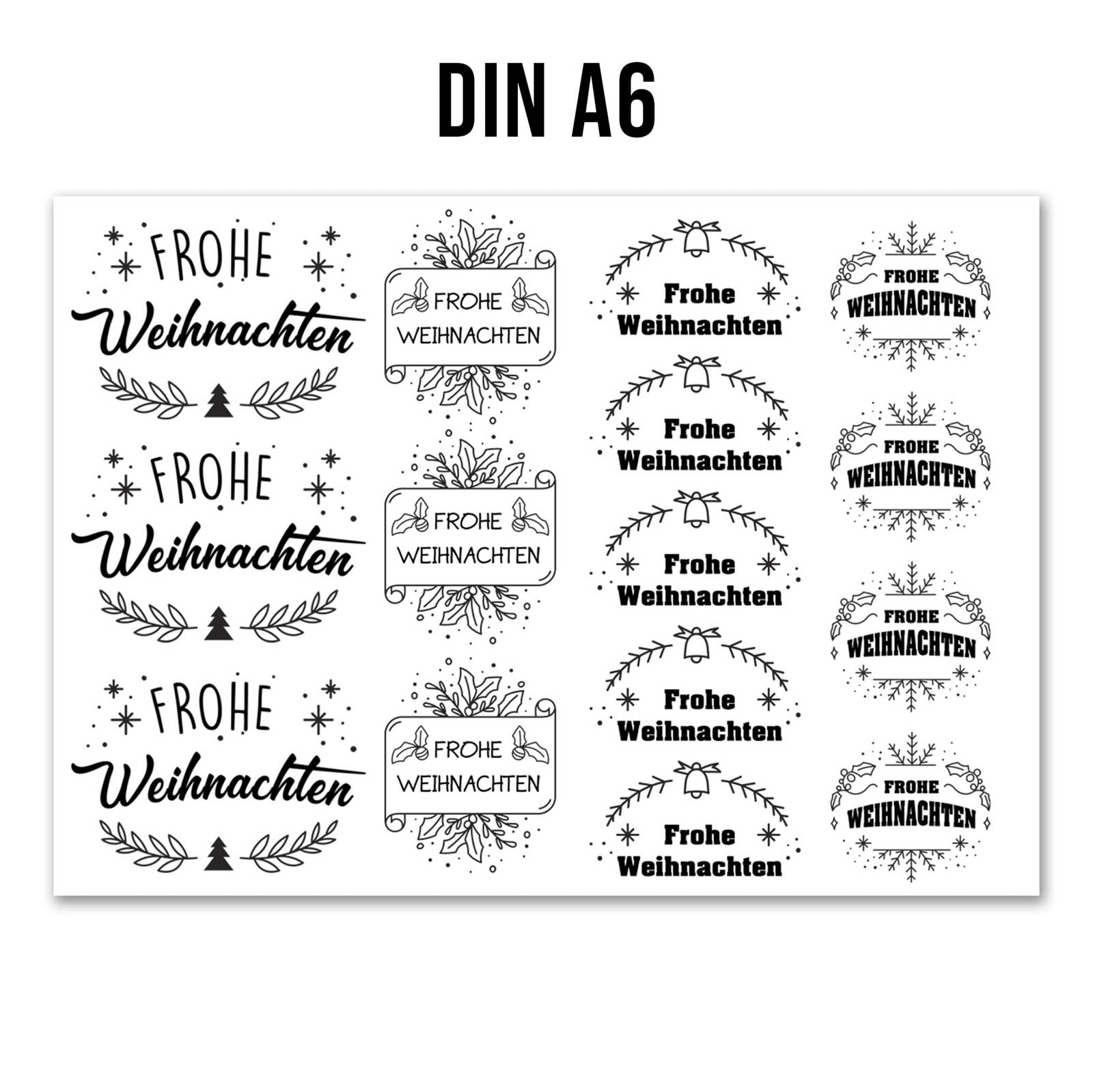 randlose Rub-on Sticker M161 frohe Weihnachten