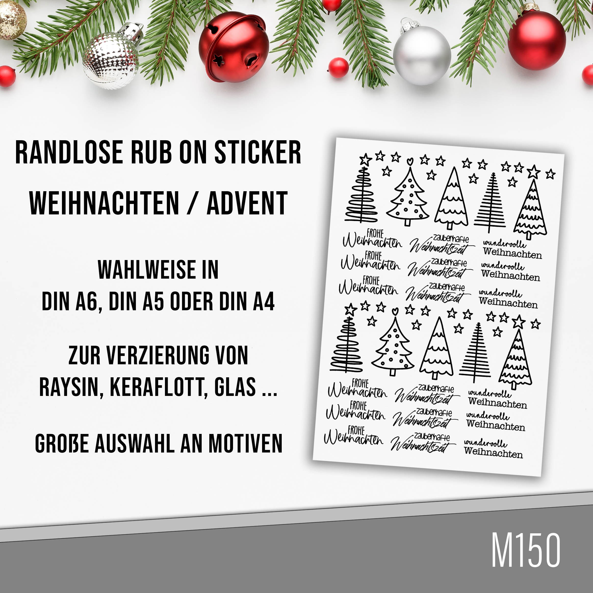 randlose Rub-on Sticker M150 Weihnachtsbäume