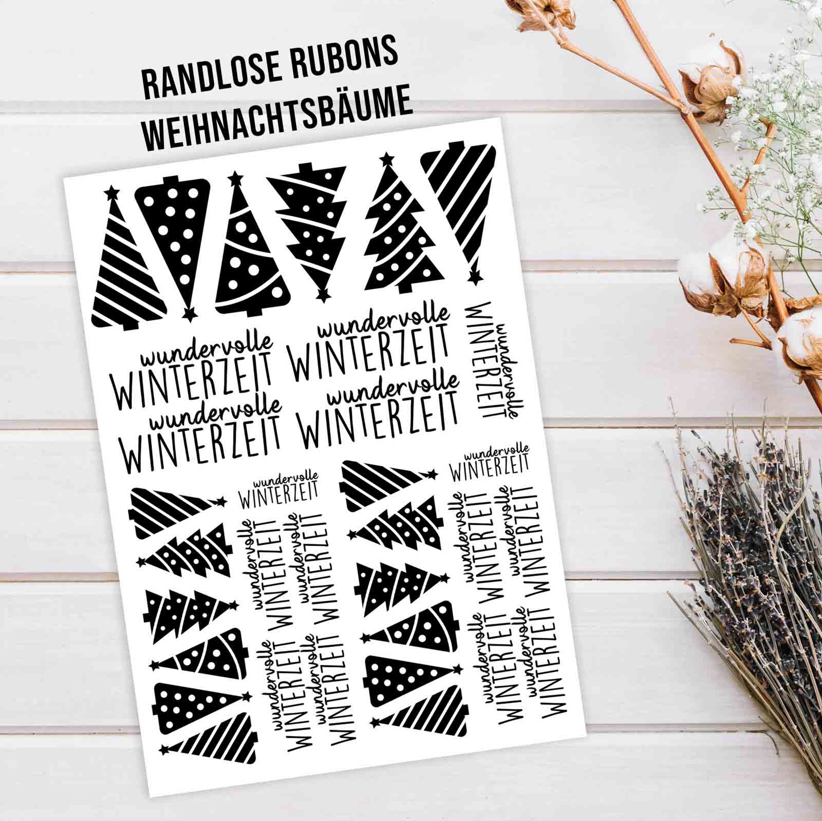 randlose Rub-on Sticker M151 Weihnachtsbäume