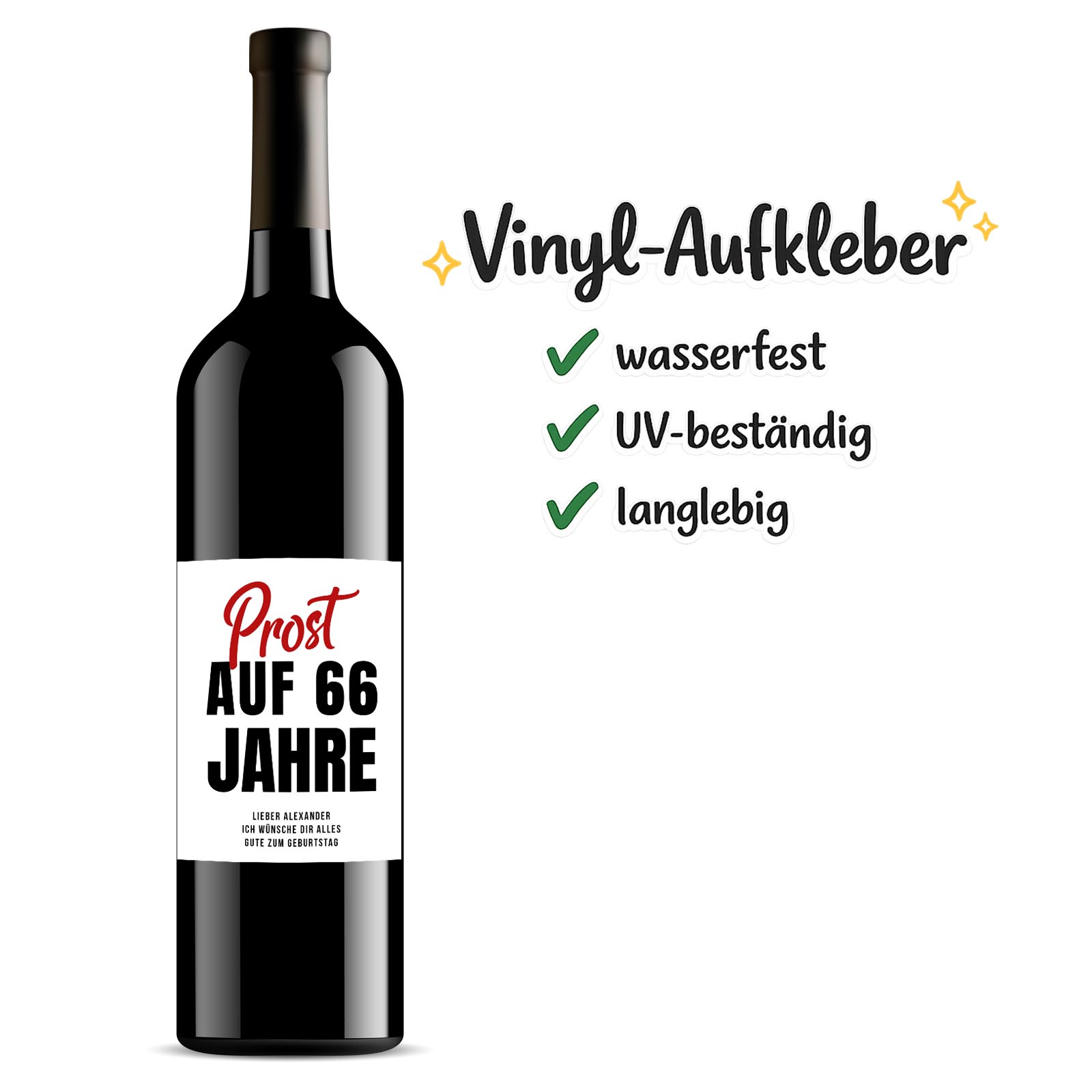 Weinflaschen Aufkleber 8x12 cm – Prost auf … Jahre