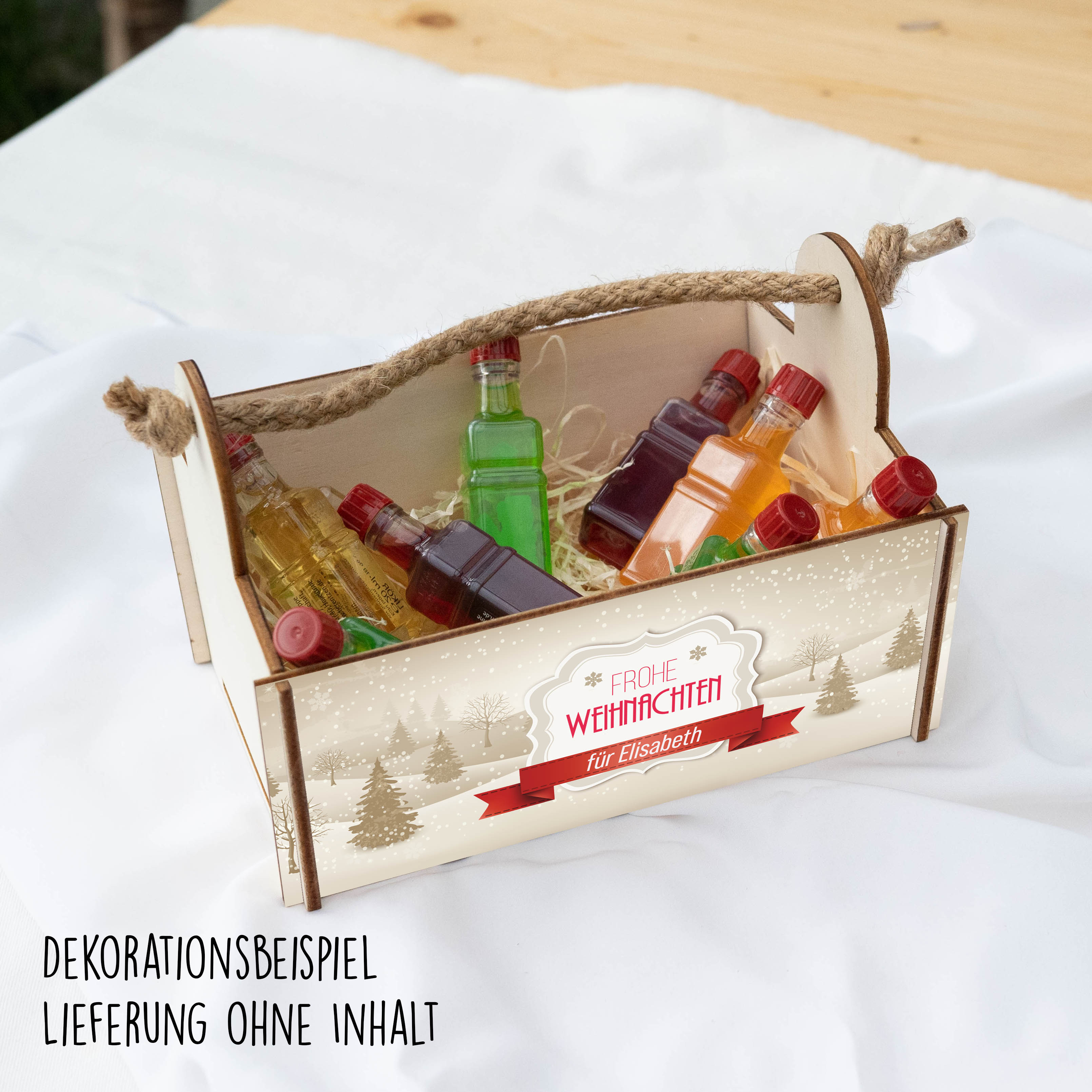 Geschenkkorb mit Holzwolle, Bausatz mit Motiv 21 Weihnachten
