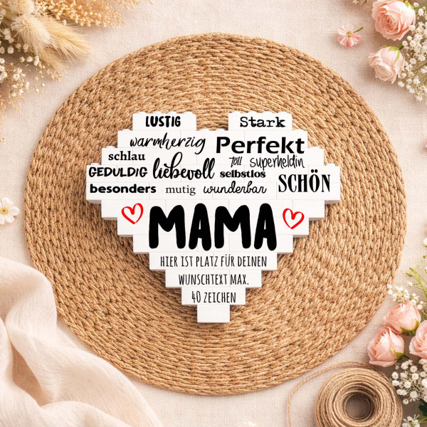 Personalisiertes Herz aus Klemmbausteinen - Mama