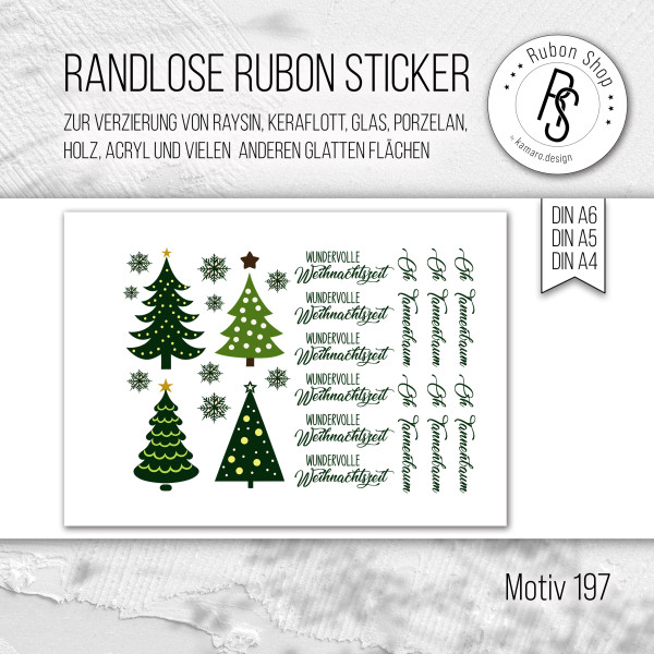 randlose Rub-on Sticker M197 Weihnachtsbäume