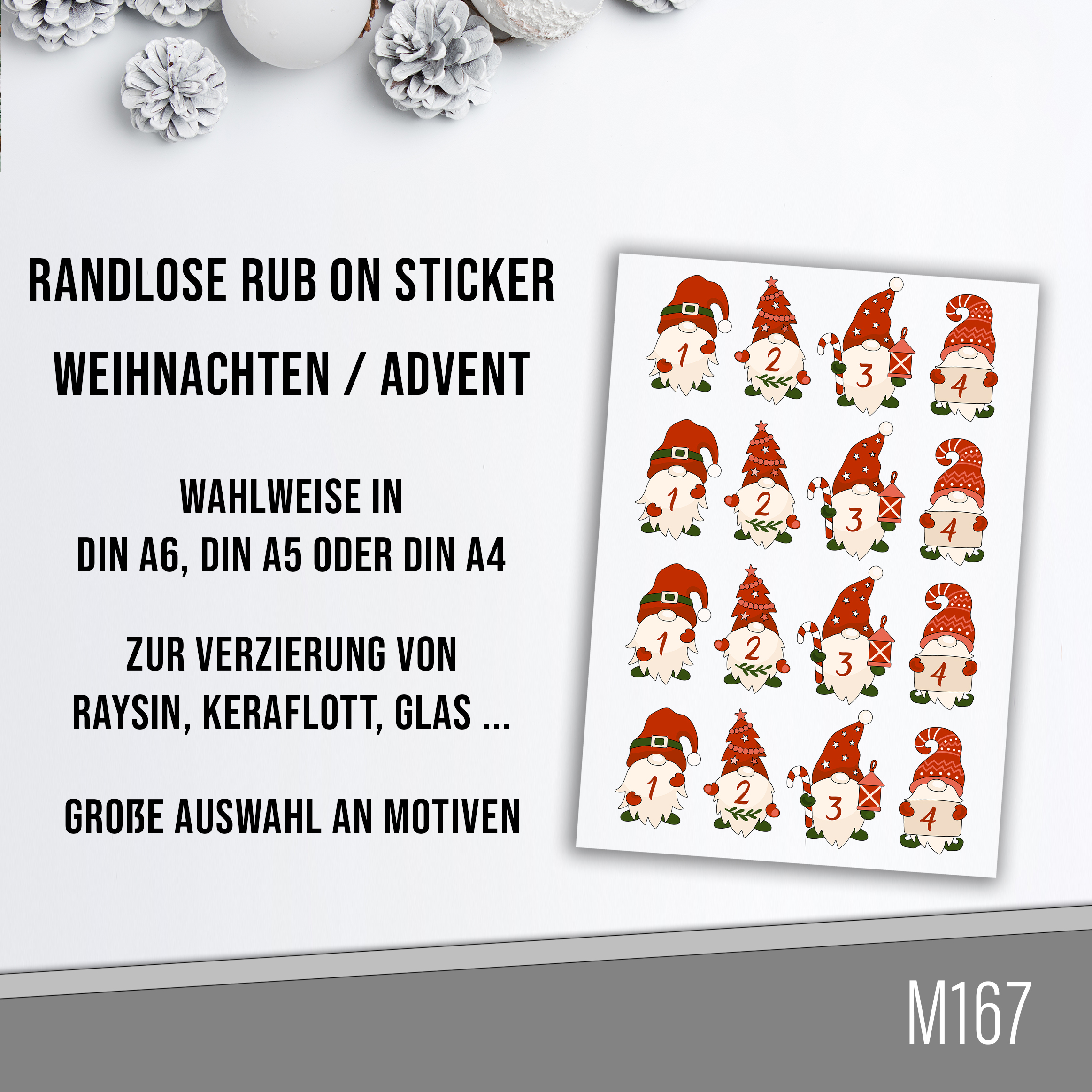 6 Weihnachts Rub On Sticker - DIY Übertragungsaufkleber Für Fenster, Möbel & Deko
