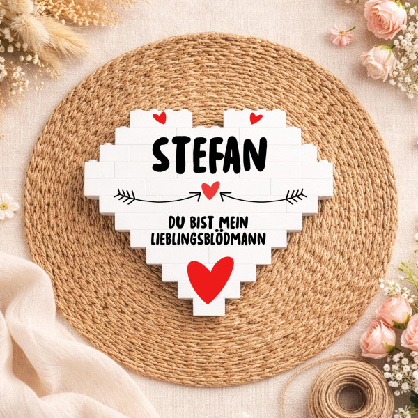 Personalisiertes Herz aus Klemmbausteinen - Lieblingsblödmann