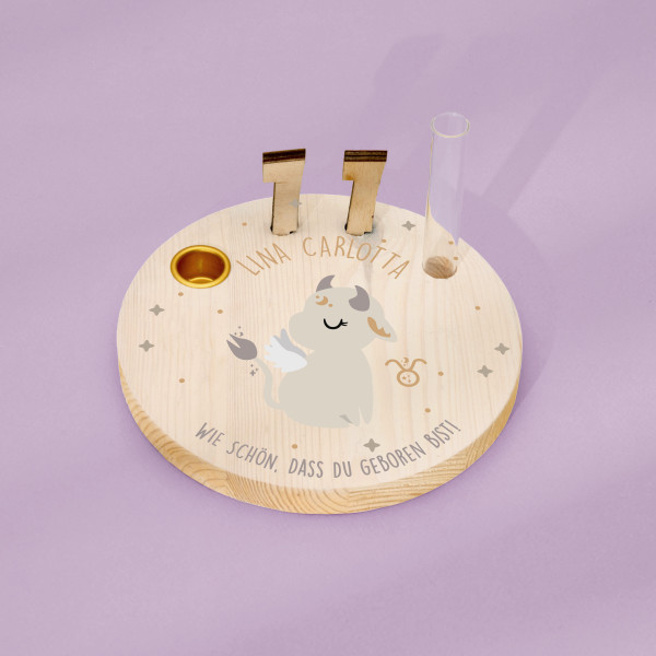 Geburtstagskranz aus Holz mit Wunschnamen personalisiert - Motiv 60 Sternzeichen Stier