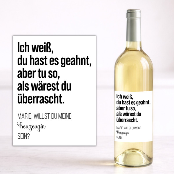 Weinflaschen Aufkleber - Trauzeugin fragen