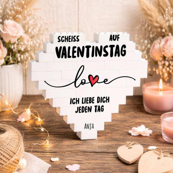 Personalisiertes Herz aus Klemmbausteinen - Valentinstag Spruch