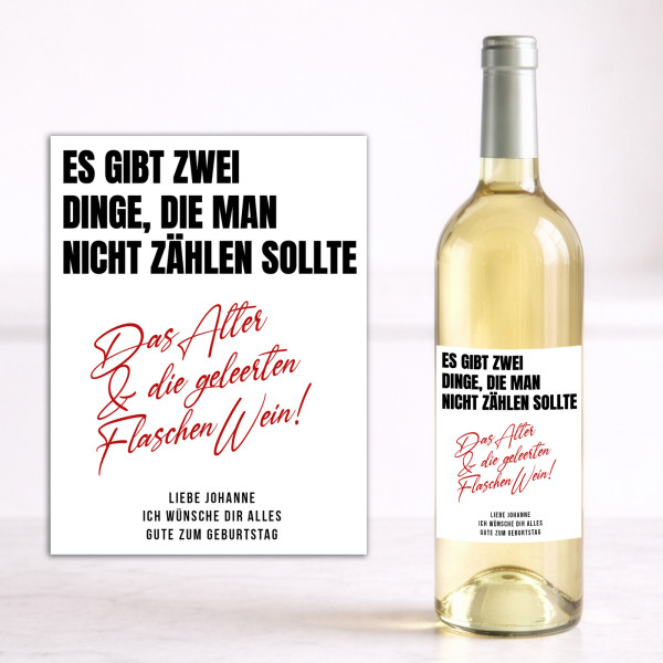 Weinflaschen Aufkleber 8x12 cm – Alter & Wein Spruch