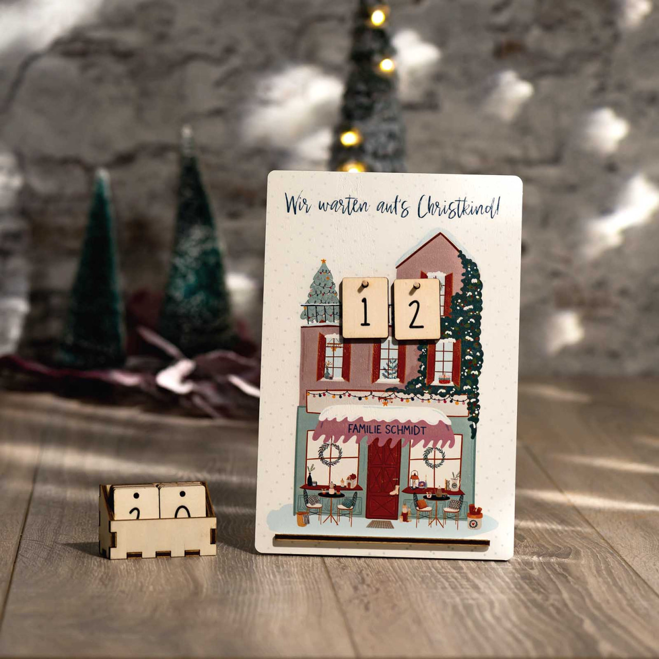 Countdown bis Weihnachten personalisiert Motiv Weihnachtshaus
