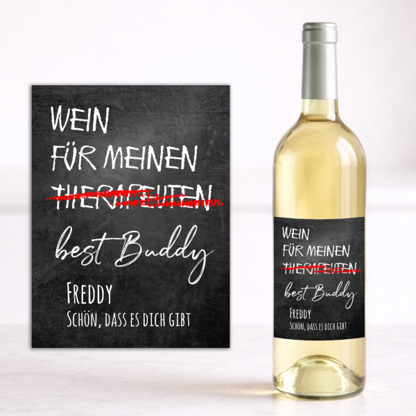 Weinflaschen Aufkleber 8x12 cm – Wein für meinen Therapeuten / best Buddy