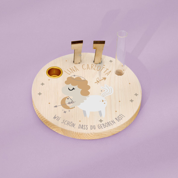 Geburtstagskranz aus Holz mit Wunschnamen personalisiert - Motiv 60 Sternzeichen Schütze