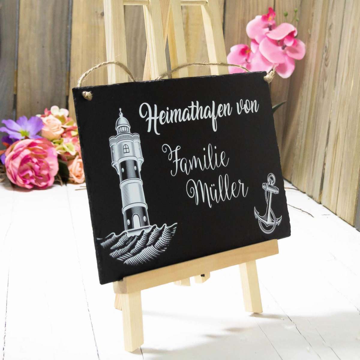 Schiefertafel "Heimathafen" als Türschild