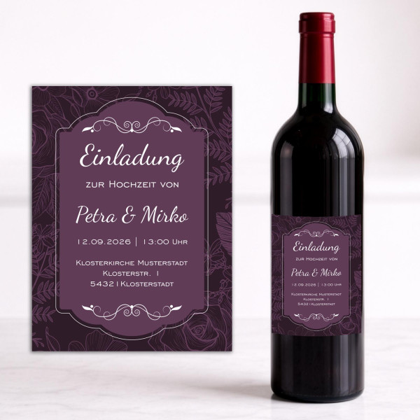 Weinflaschen Aufkleber 8x12 cm – Einladung elegant