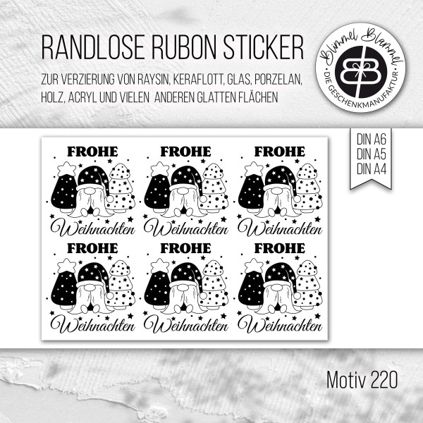 randlose Rub-on Sticker M221 frohe Weihnachten