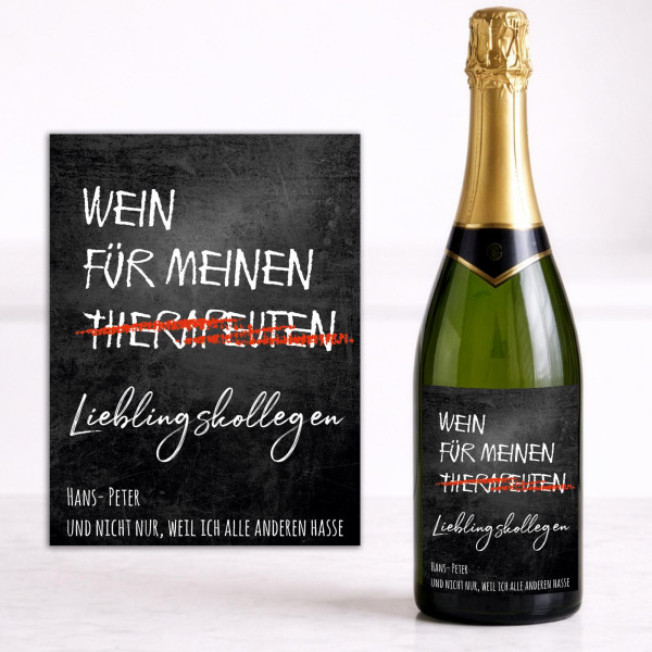 Weinflaschen Aufkleber 8x12 cm – Wein für meinen Lieblingskollegen