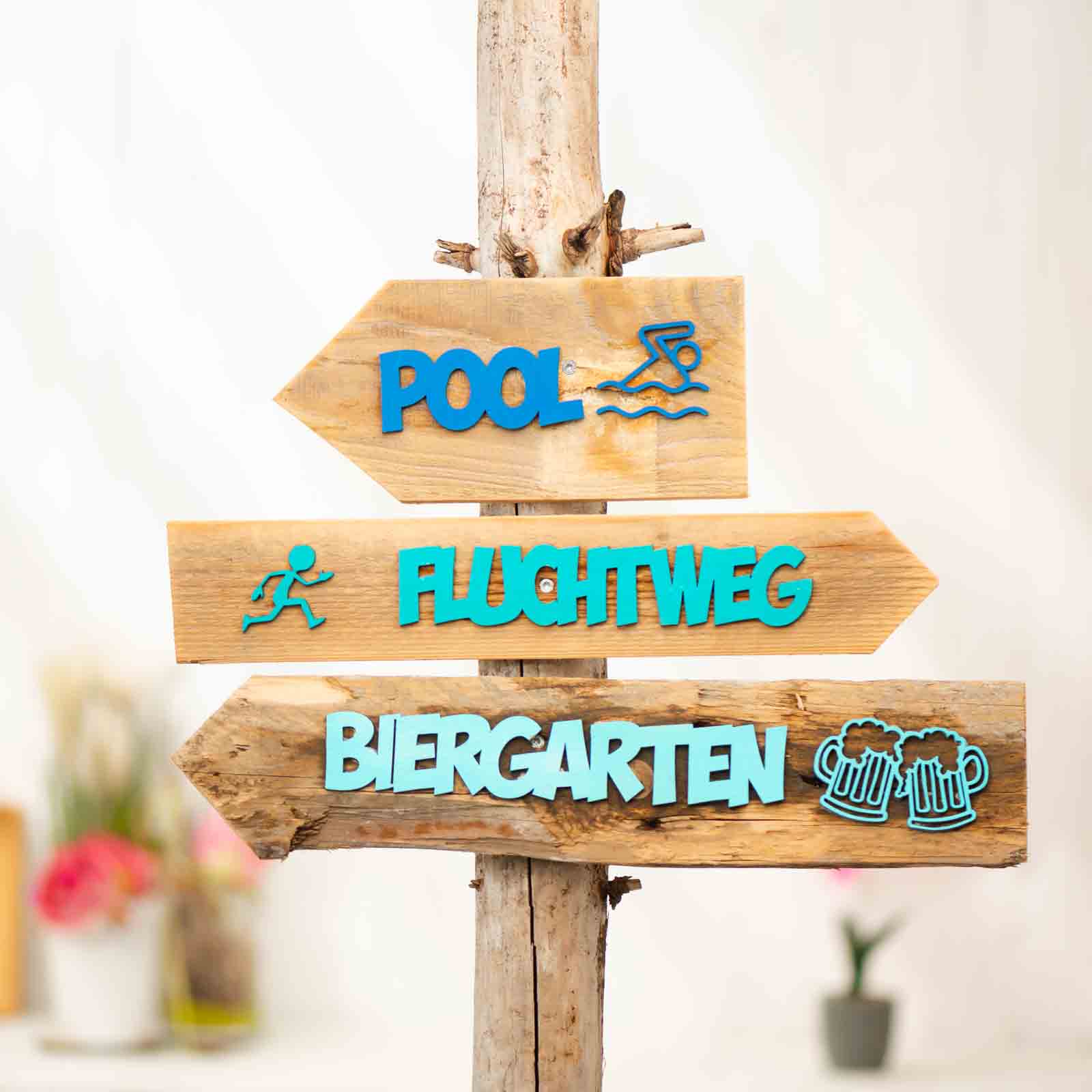 Designer Wegweiser aus Holz personalisierbar Blimmel Blammel