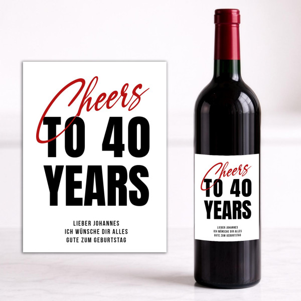 Weinflaschen Aufkleber 8x12 cm – Cheers to … Years