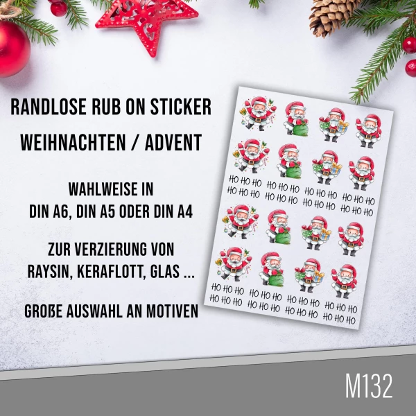 randlose Rub-on Sticker M132 Weihnachtsmänner