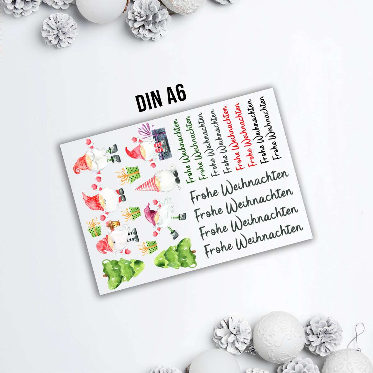 Rub-Ons-Sticker, #2 Weihnachten rosa, DIN A4, Wichtel, Schneemann Rub-Ons-Sticker, #2 Weihnachten rosa, DIN A4, Wichtel, Schneemann