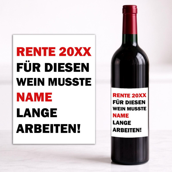 Weinflaschen Aufkleber 8x12 cm – Für diesen Wein musste [Name] lange arbeiten!