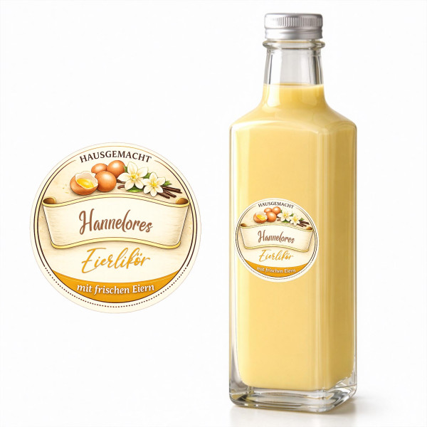 5, 10 der 20 Aufkleber für Eierlikör - personalisiert mit Wunschname