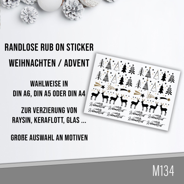 randlose Rub-on Sticker M134 Rentiere