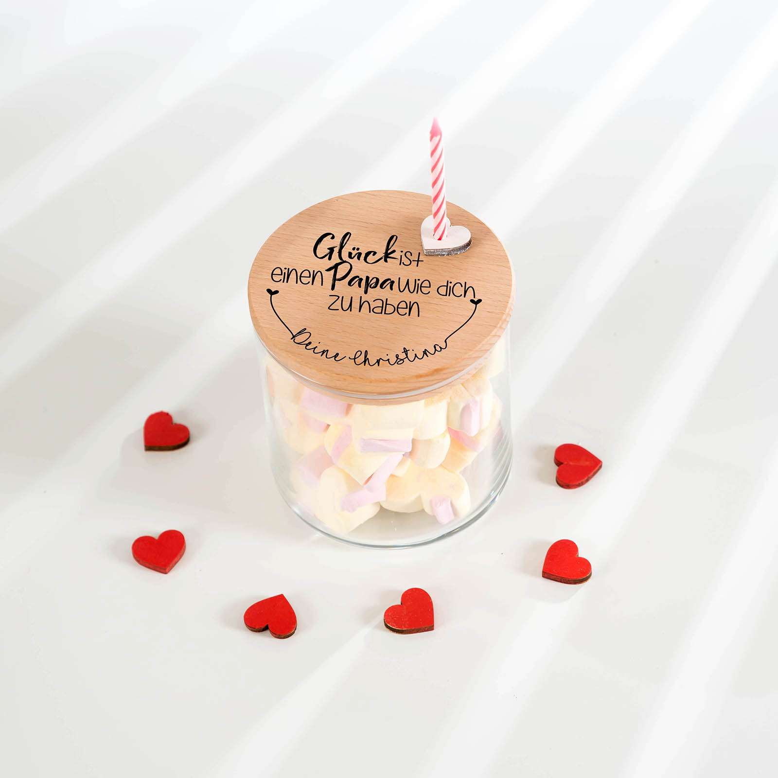 Vatertagsgeschenk | Geburtstagsgeschenk - Glas für Süssigkeiten personalisiert