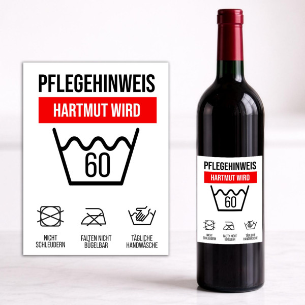 Weinflaschen Aufkleber 8x12 cm – Geburtstag Pflegehinweis