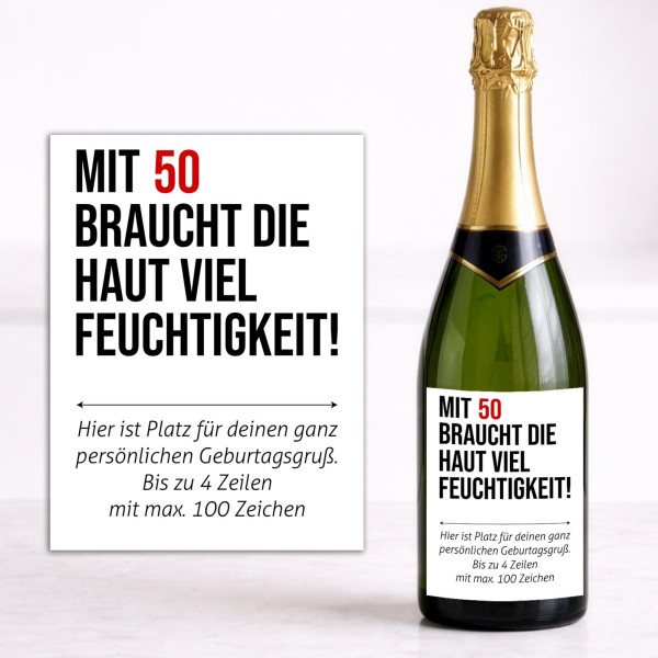 Weinflaschen Aufkleber 8x12 cm – Feuchtigkeit zum Geburtstag